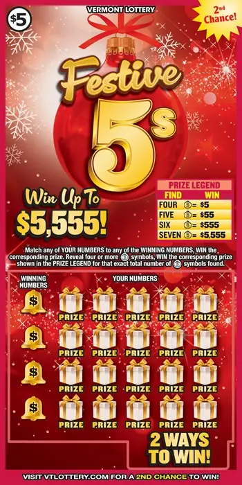 Festive 5s Vermont instant ticket ticket