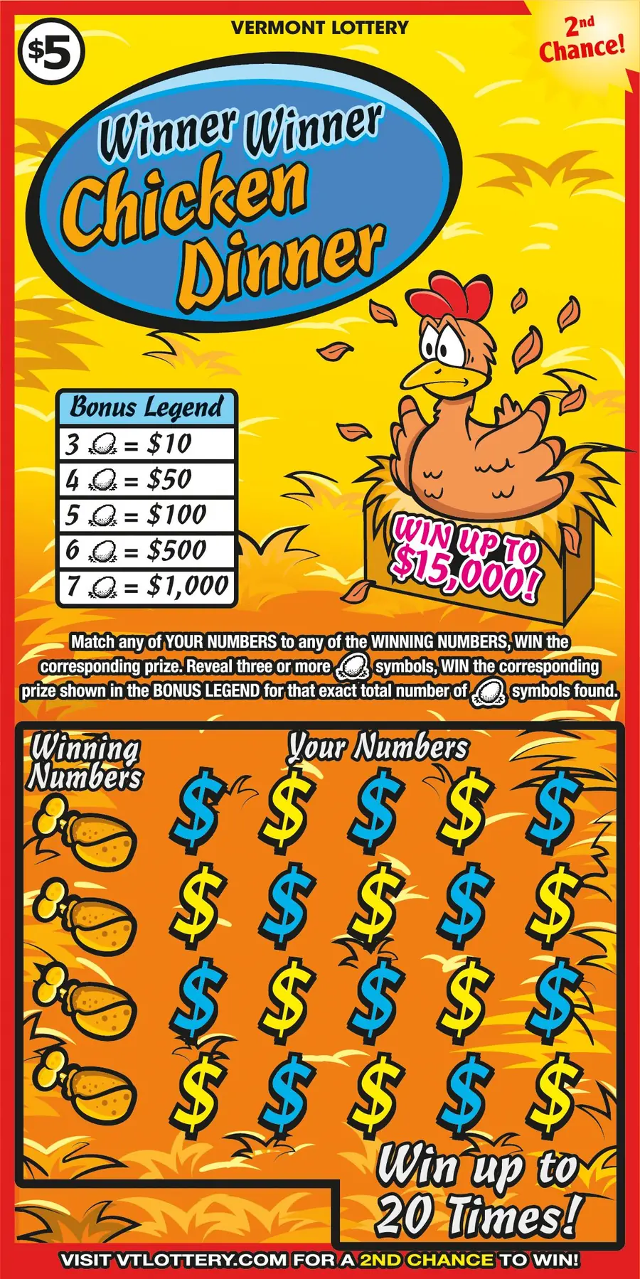 Winner Winner Chicken Dinner Vermont instant ticket ticket