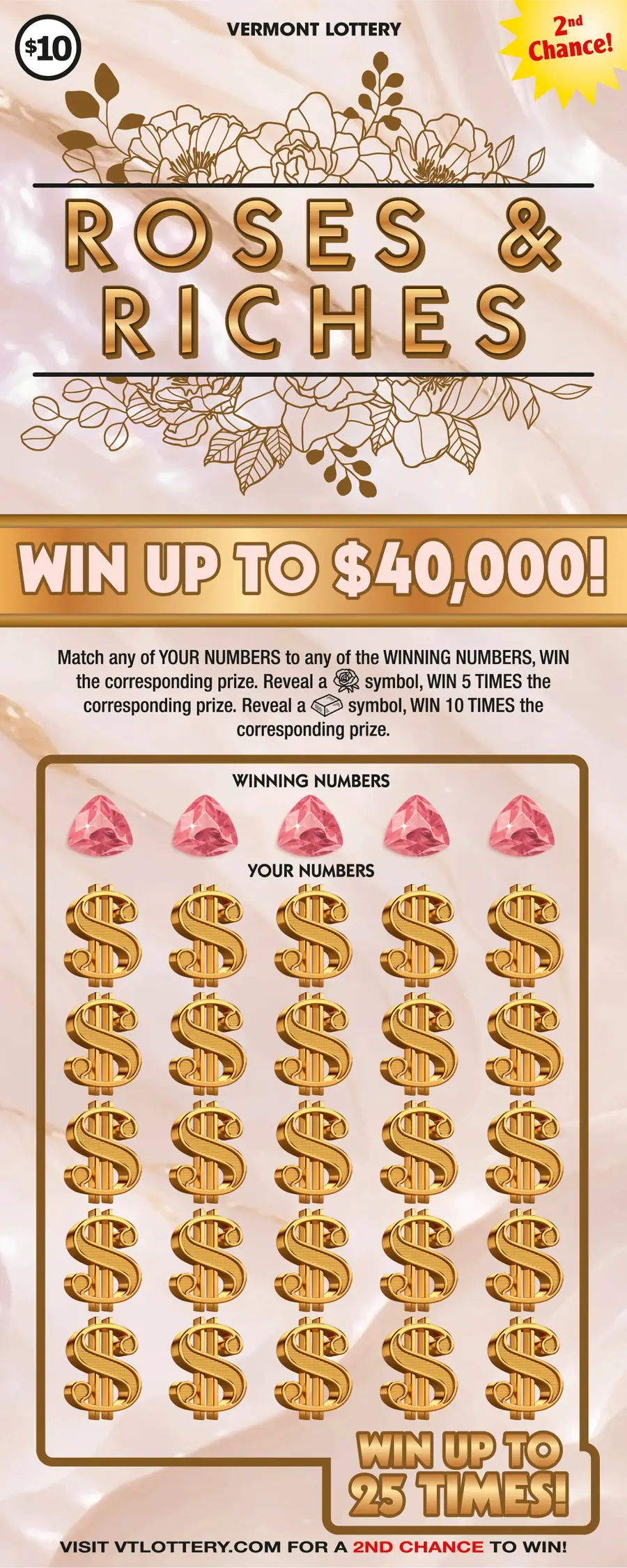 Roses & Riches Vermont instant ticket ticket