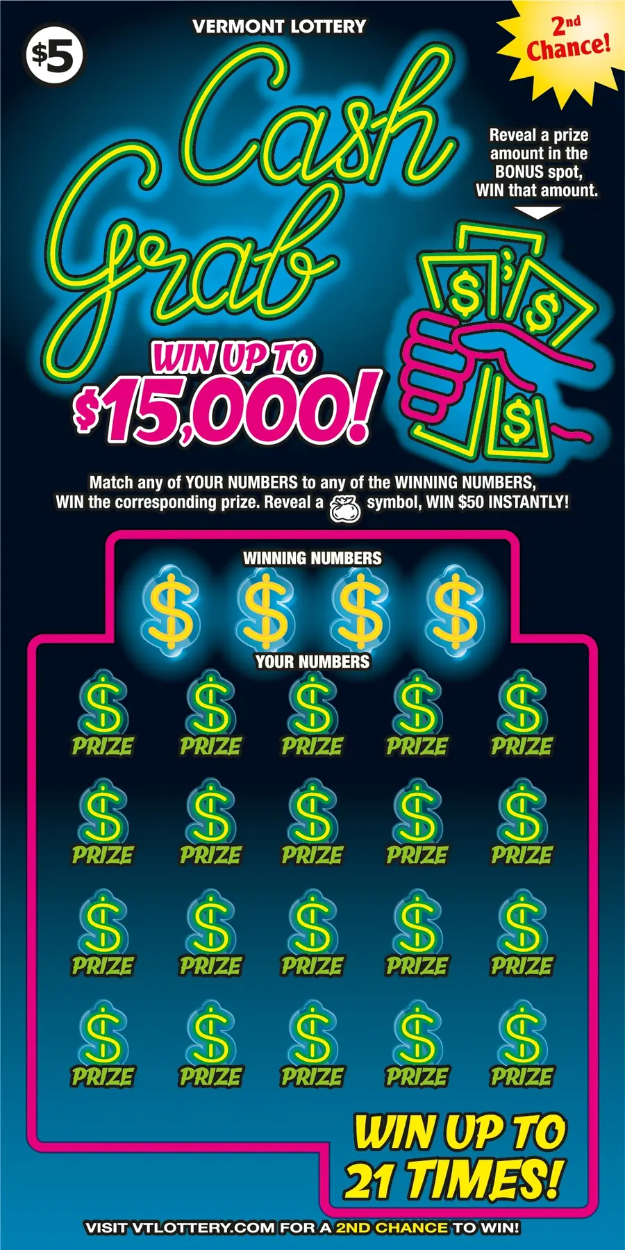 Cash Grab Vermont instant ticket ticket