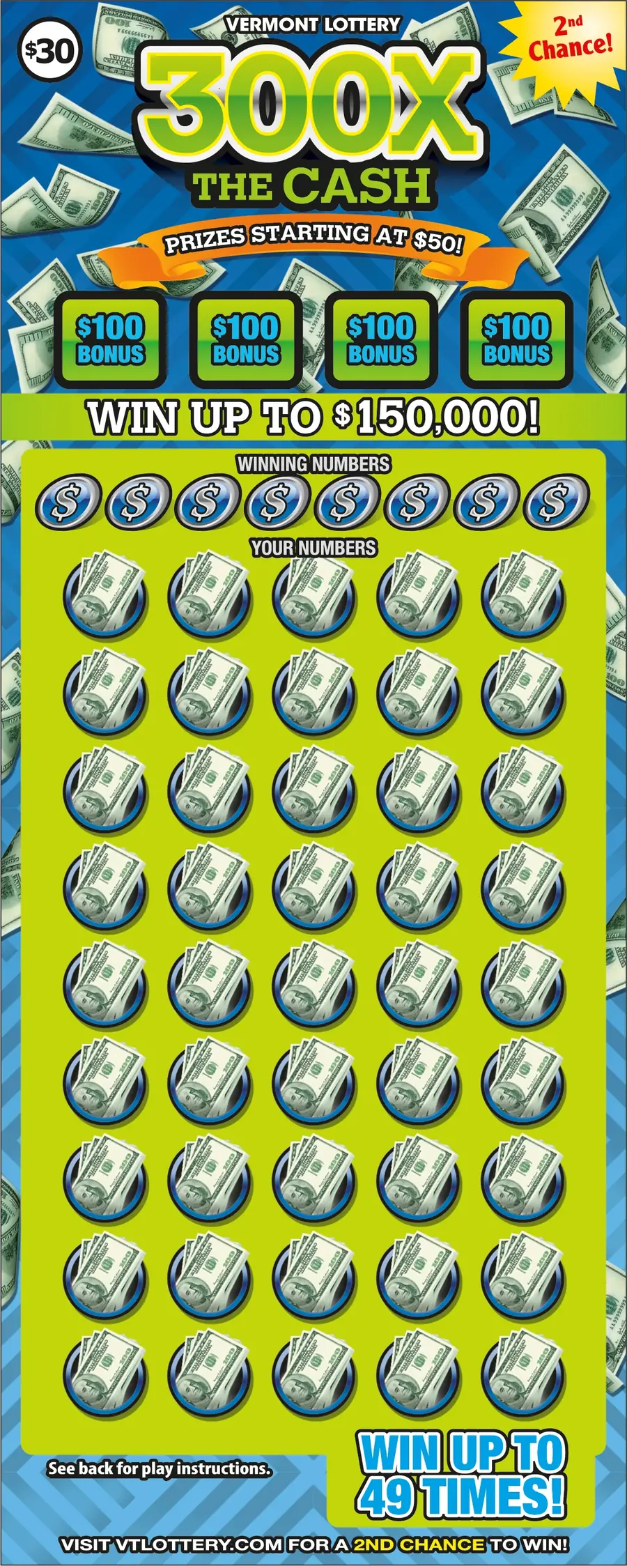 300x The Cash Vermont instant ticket ticket