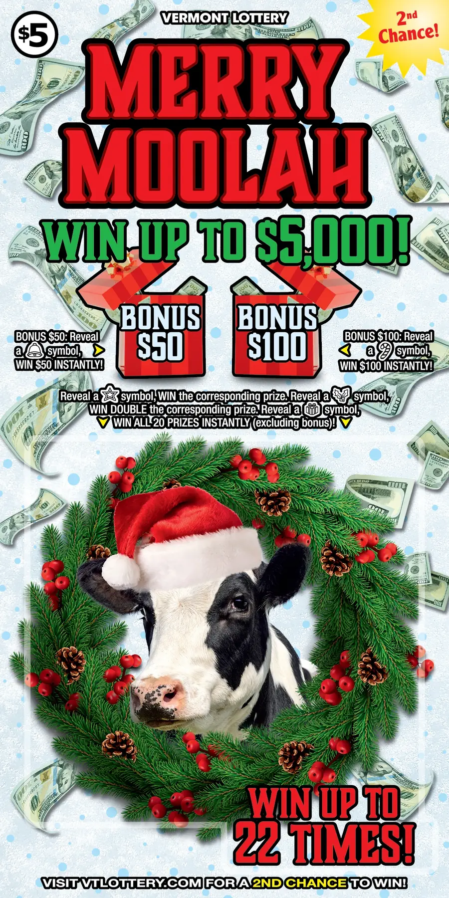 Merry Moolah Vermont instant ticket ticket