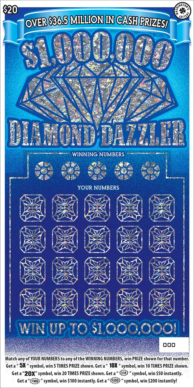 $1,000,000 DIAMOND DAZZLER Washington scratch game ticket