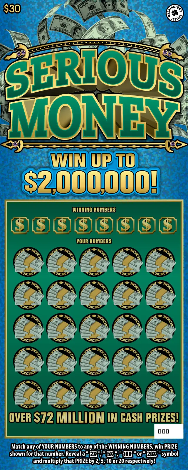 SERIOUS MONEY Washington scratch game ticket