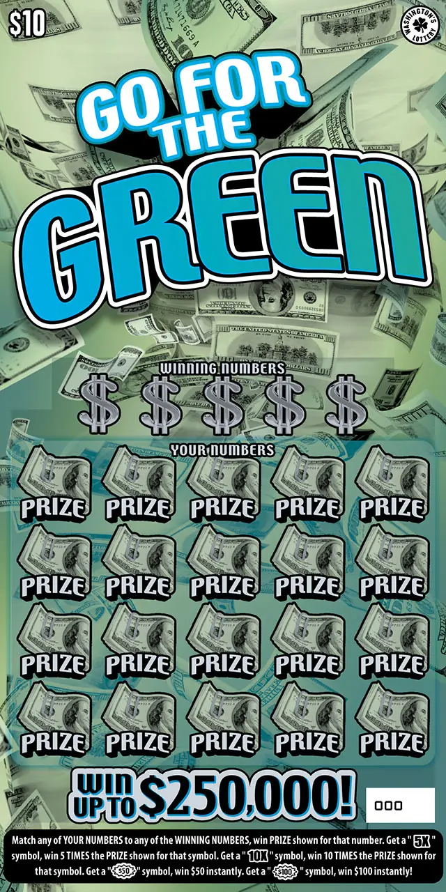 GO FOR THE GREEN Washington scratch game ticket
