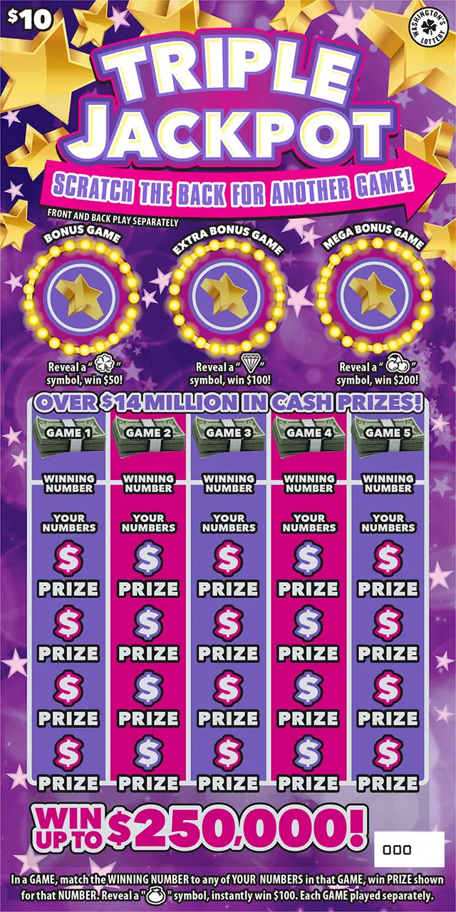 TRIPLE JACKPOT Washington scratch game ticket