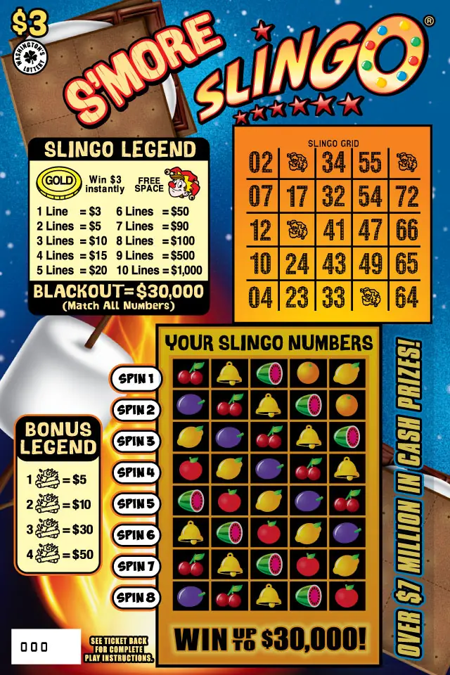 S'MORE SLINGO Washington scratch game ticket