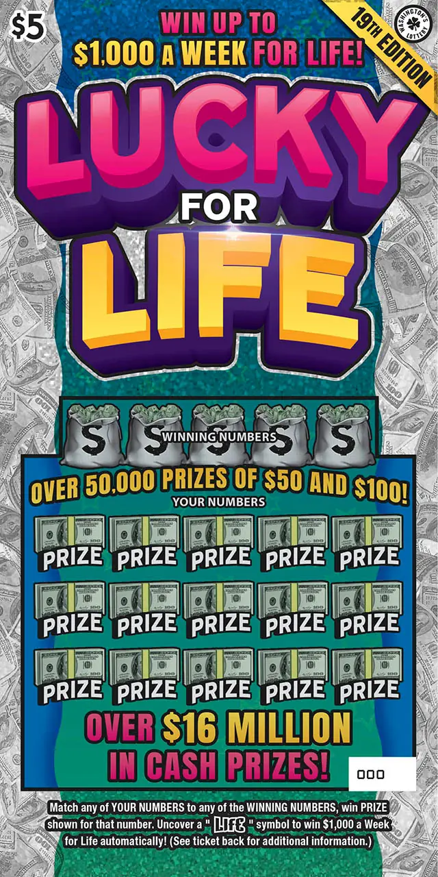 LUCKY FOR LIFE 19TH EDITION Washington scratch game ticket