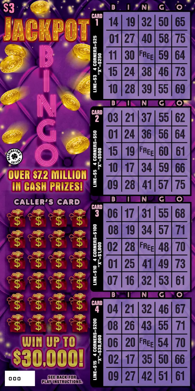 JACKPOT BINGO Washington scratch game ticket