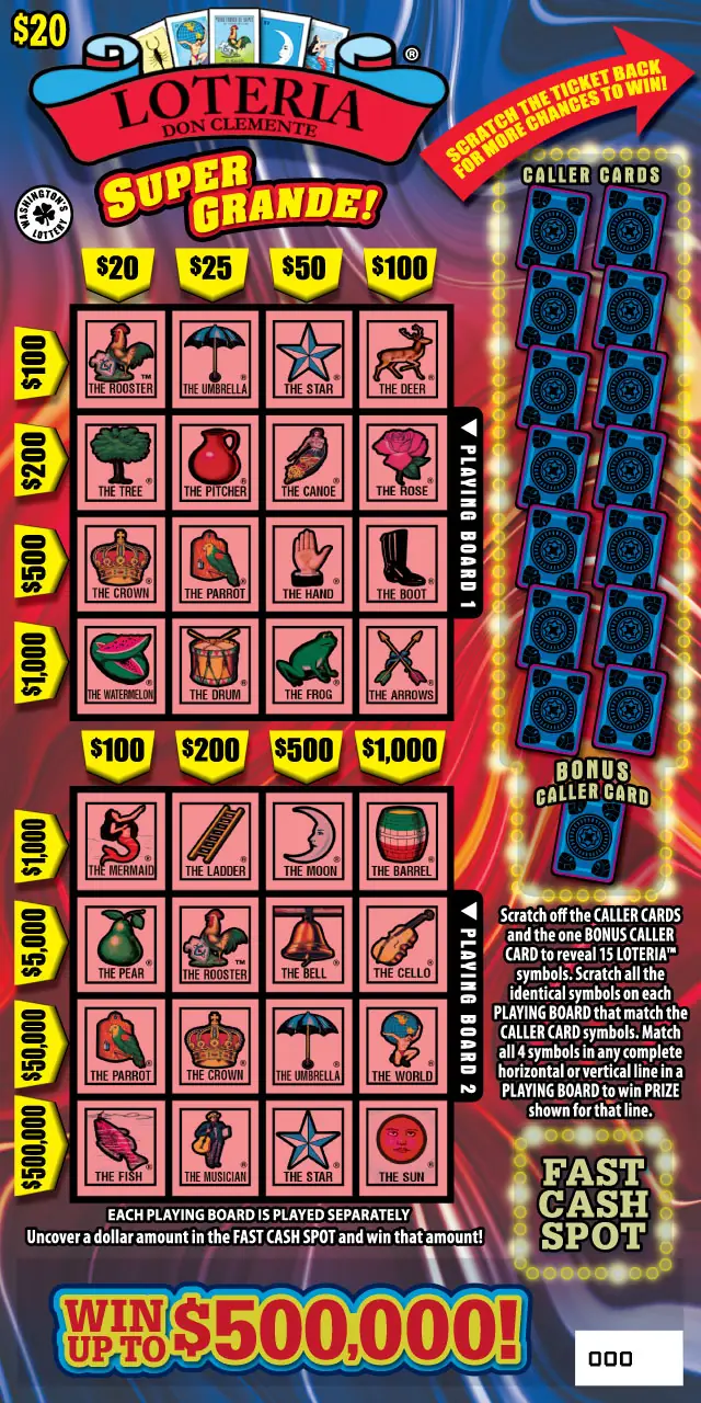 LOTERIA SUPER GRANDE! Washington scratch game ticket