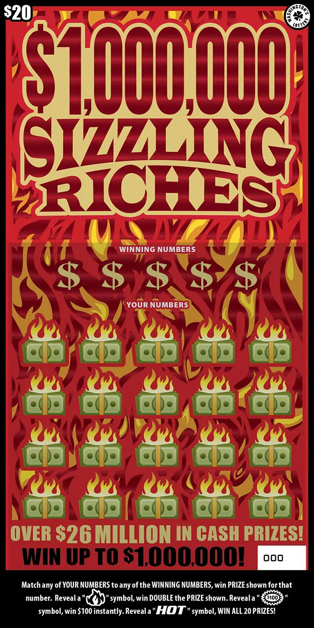 $1,000,000 SIZZLING RICHES Washington scratch game ticket