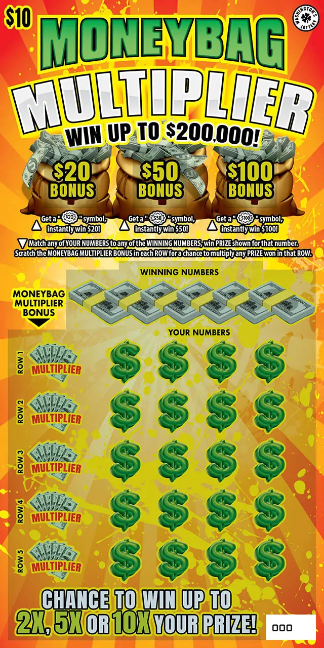 MONEYBAG MULTIPLIER Washington scratch game ticket