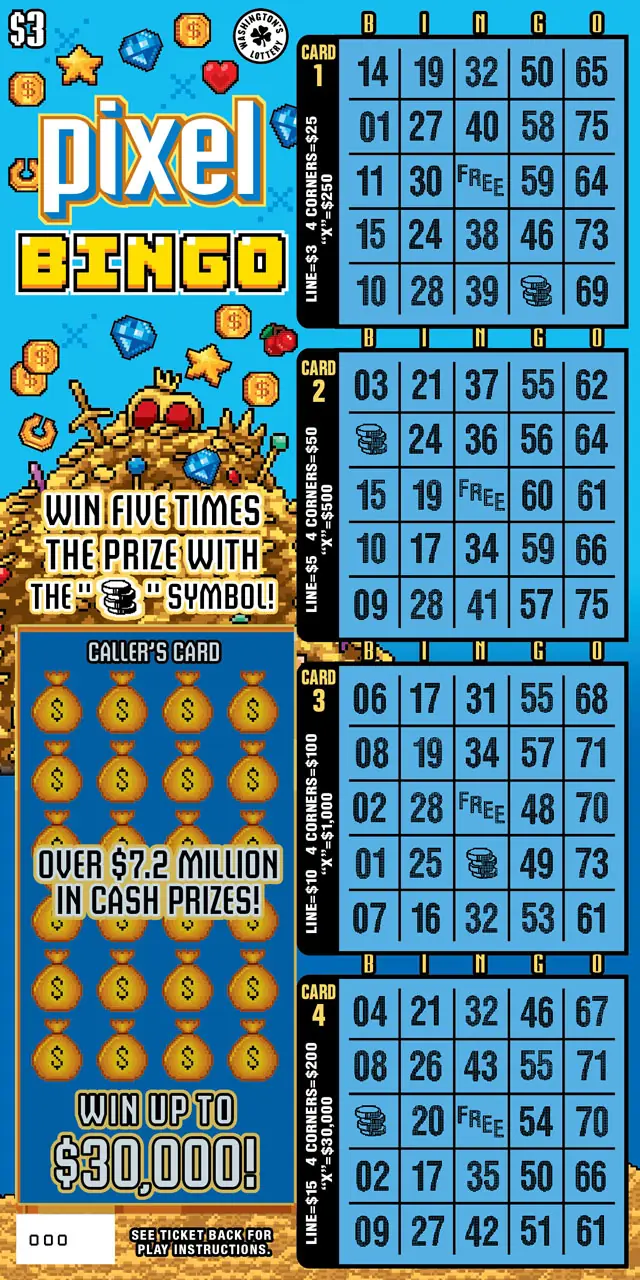 PIXEL BINGO Washington scratch game ticket