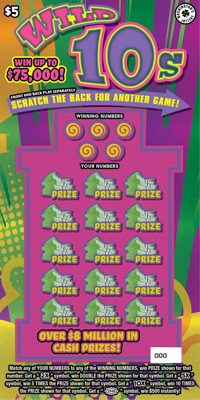 WILD 10S Washington scratch game ticket
