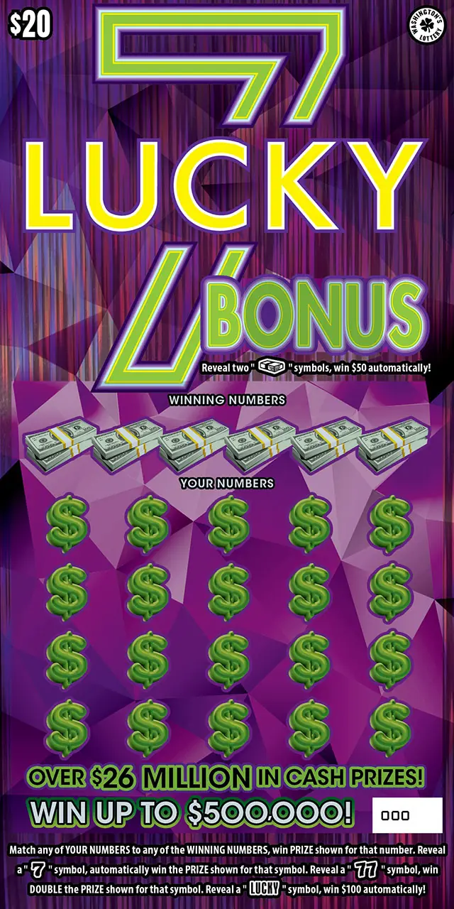 LUCKY 7 BONUS Washington scratch game ticket