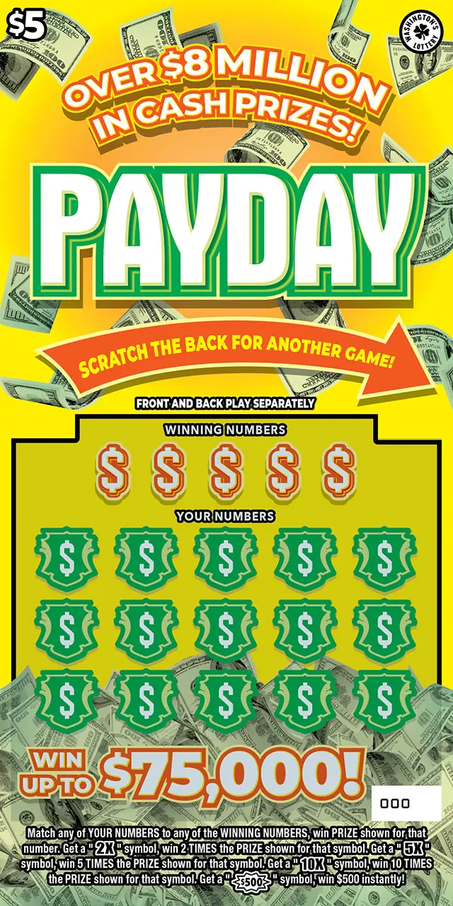 PAYDAY Washington scratch game ticket