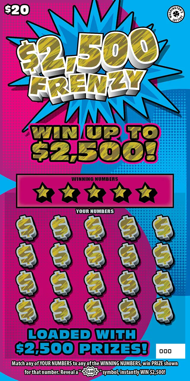 $2,500 FRENZY Washington scratch game ticket