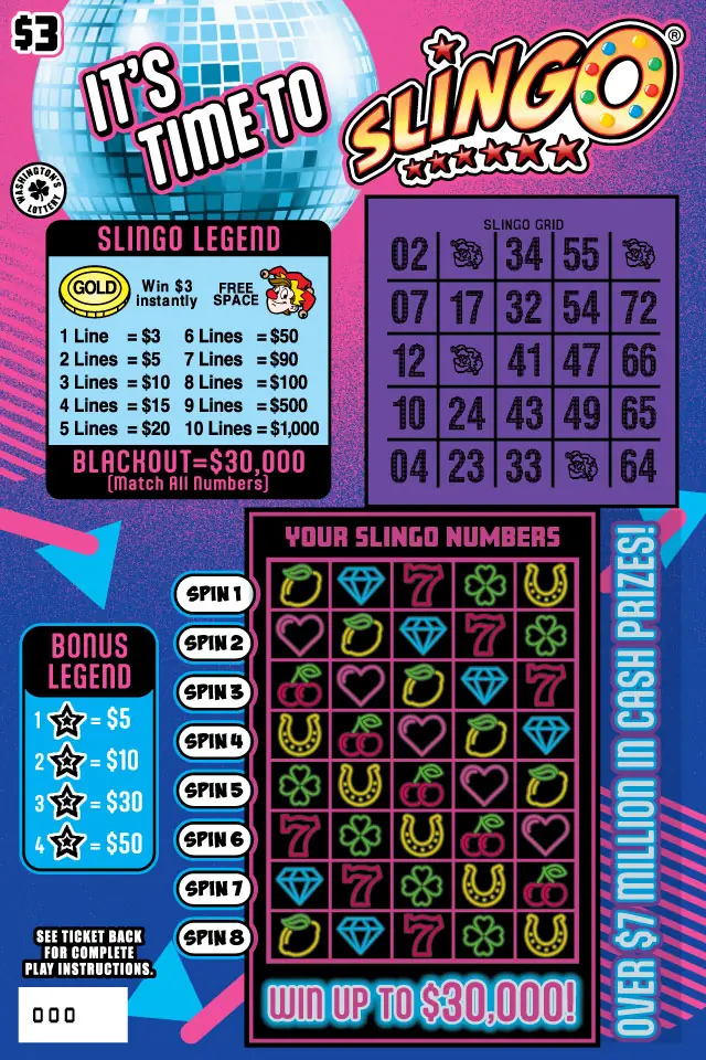 ITS TIME TO SLINGO Washington scratch game ticket