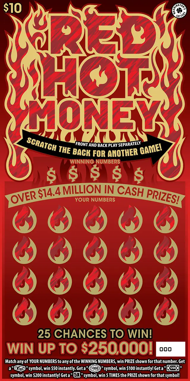 RED HOT MONEY Washington scratch game ticket