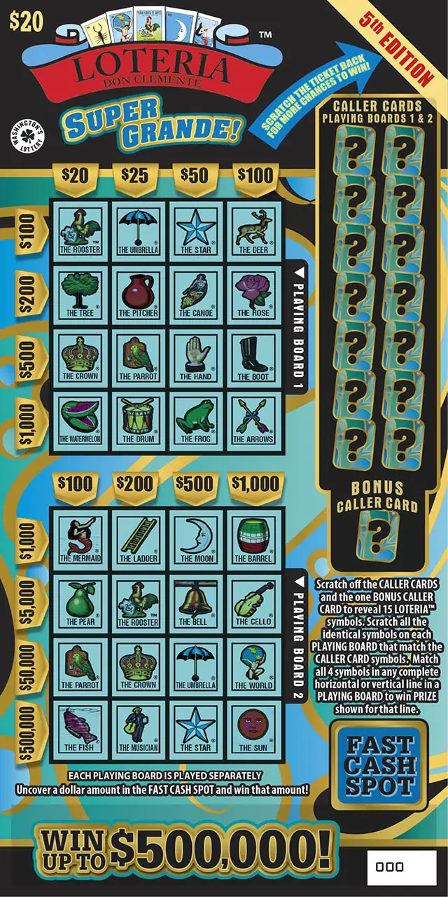 LOTERIA SUPER GRANDE 5TH EDIT Washington scratch game ticket