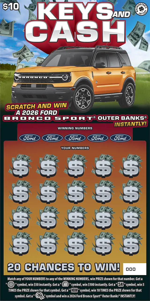 KEYS AND CASH Washington scratch game ticket