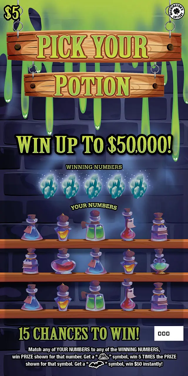 PICK YOUR POTION Washington scratch game ticket
