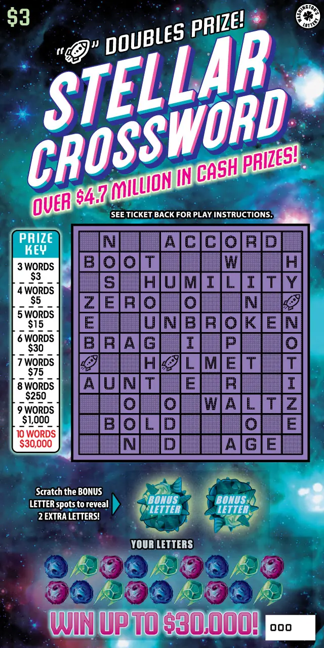 STELLAR CROSSWORD Washington scratch game ticket