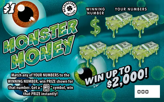MONSTER MONEY Washington scratch game ticket