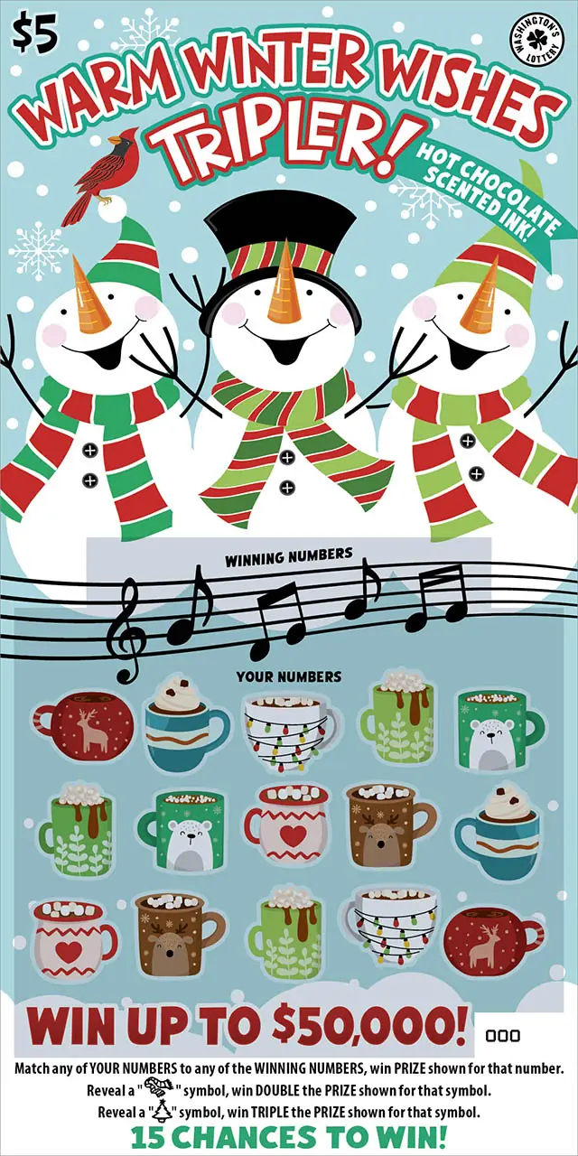 WARM WINTER WISHES TRIPLER! Washington scratch game ticket