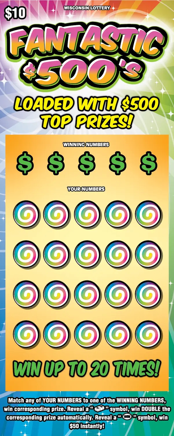 FANTASTIC $500S Wisconsin scratch game ticket