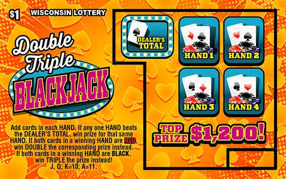 DOUBLE TRIPLE BLACKJACK Wisconsin scratch game ticket