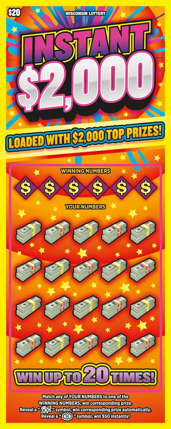 INSTANT $2,000 Wisconsin scratch game ticket