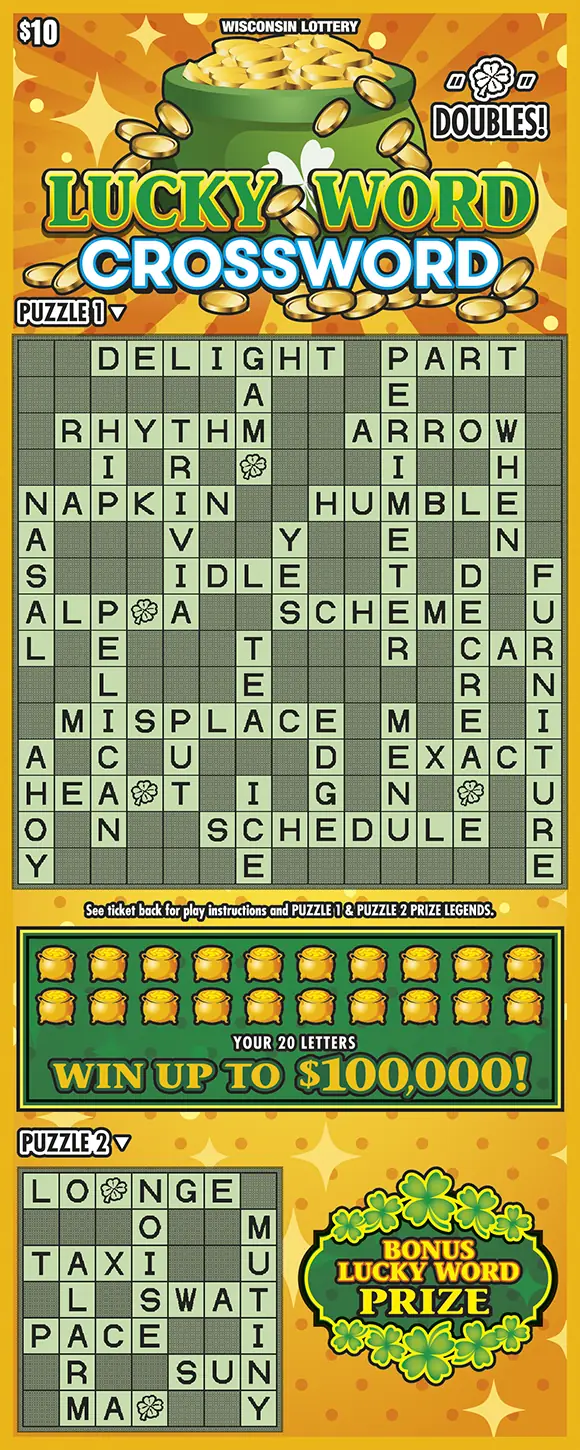 LUCKY WORD CROSSWORD Wisconsin scratch game ticket