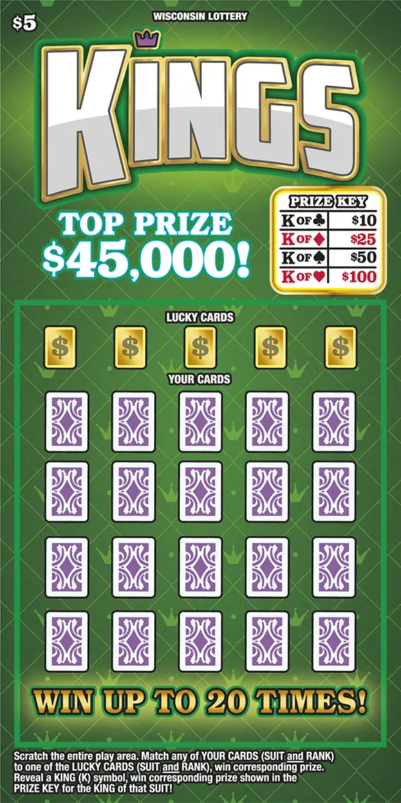 KINGS Wisconsin scratch game ticket
