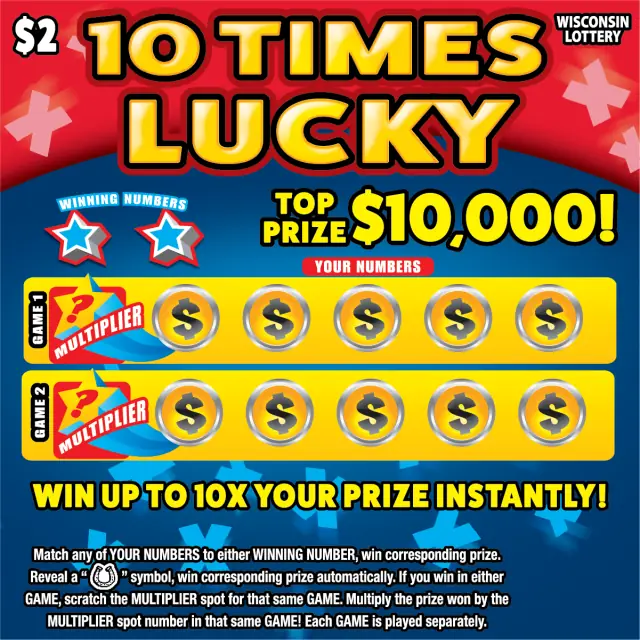 10 TIMES LUCKY Wisconsin scratch game ticket