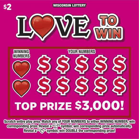 LOVE TO WIN Wisconsin scratch game ticket
