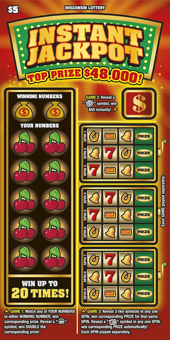 INSTANT JACKPOT Wisconsin scratch game ticket