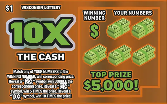 10X THE CASH Wisconsin scratch game ticket