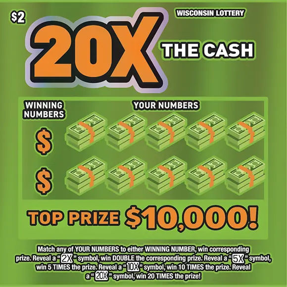 20X THE CASH Wisconsin scratch game ticket
