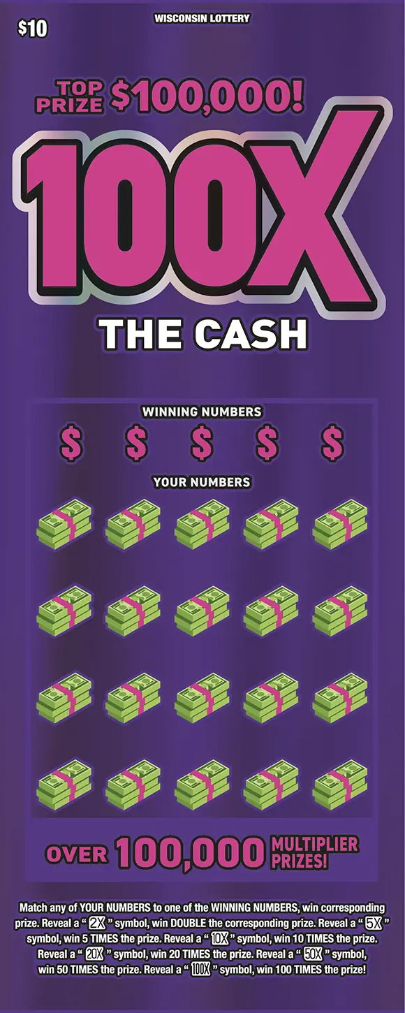 100X THE CASH Wisconsin scratch game ticket