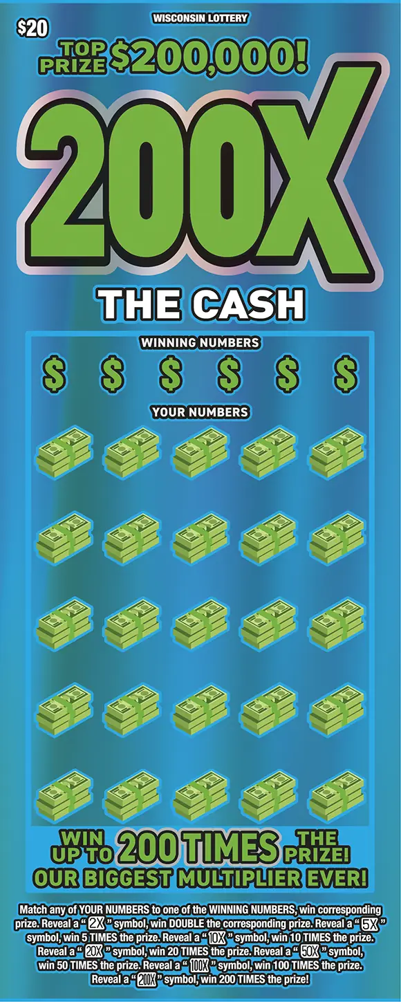 200X THE CASH Wisconsin scratch game ticket