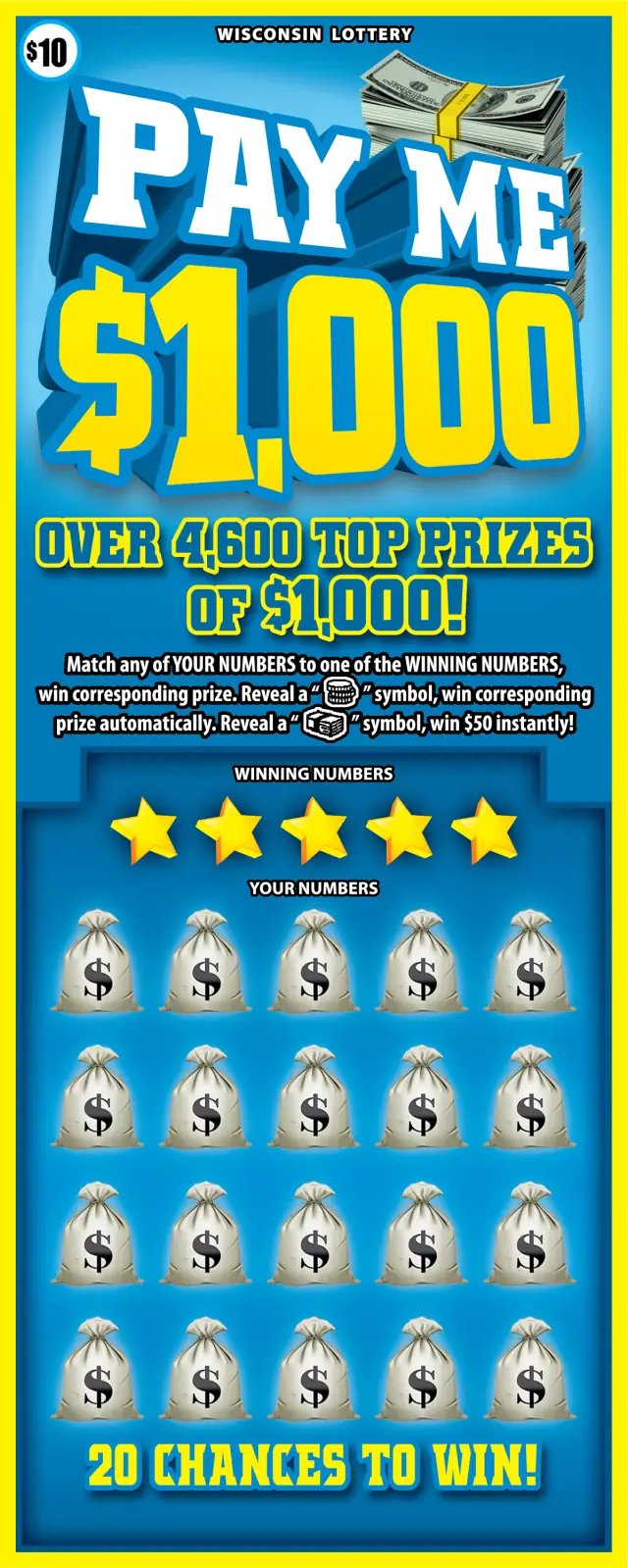 PAY ME $1,000 Wisconsin scratch game ticket