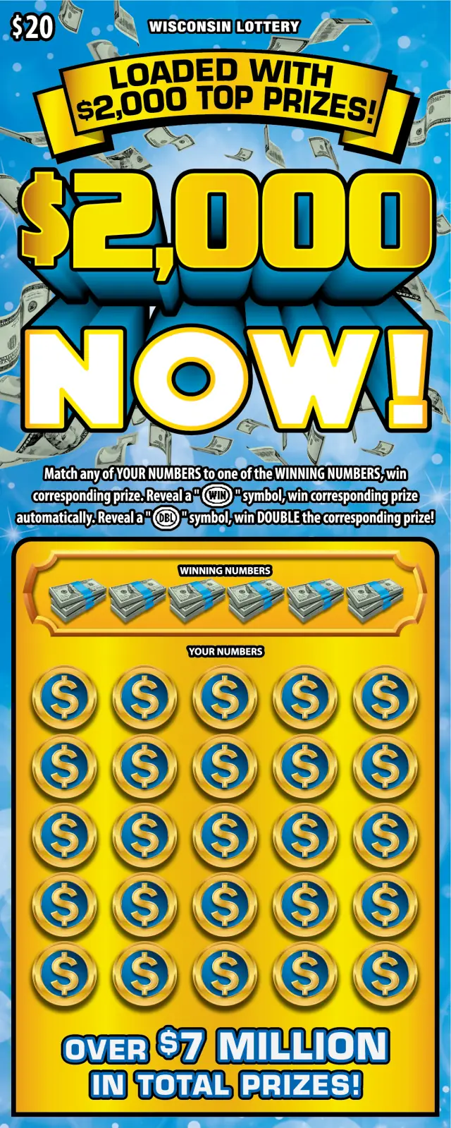 $2,000 NOW Wisconsin scratch game ticket