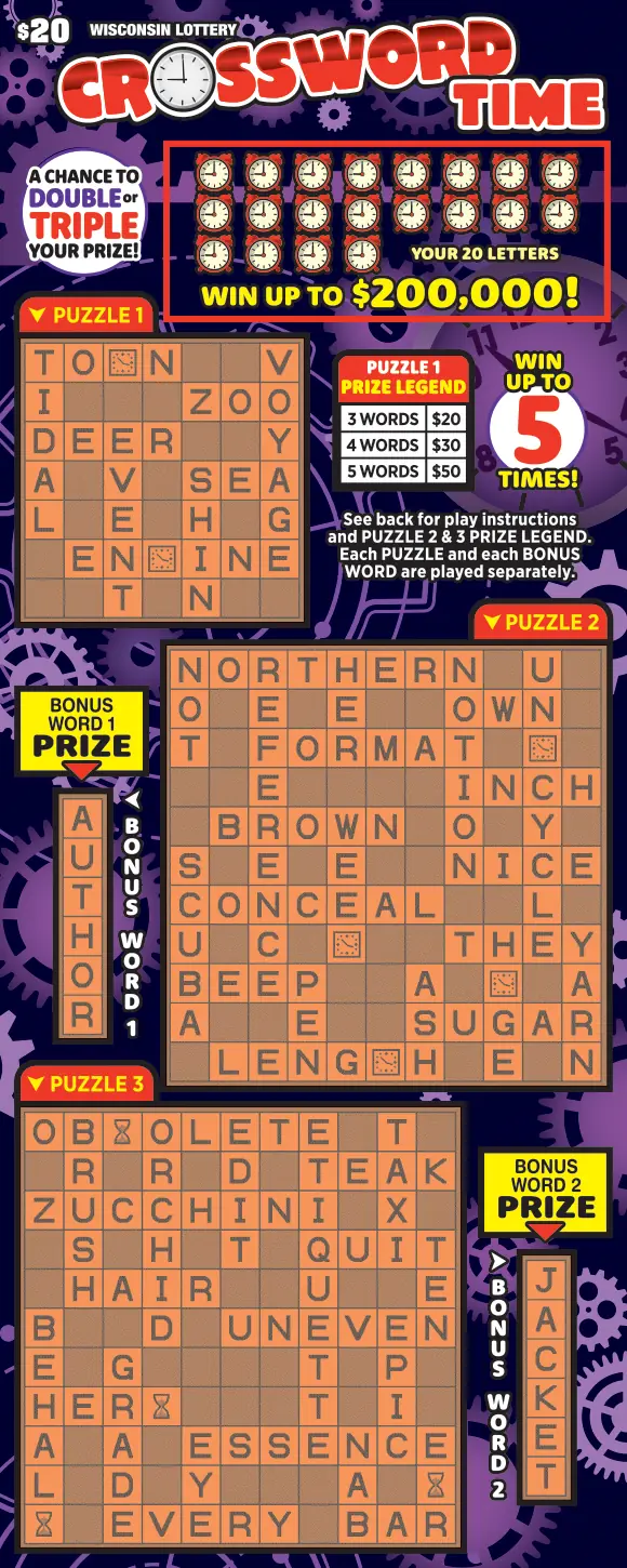 CROSSWORD TIME Wisconsin scratch game ticket