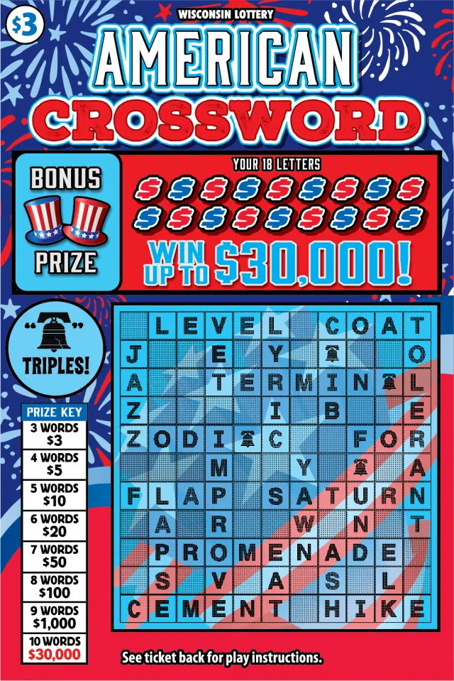 AMERICAN CROSSWORD Wisconsin scratch game ticket