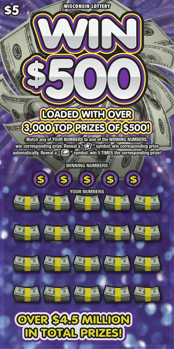 WIN $500 Wisconsin scratch game ticket