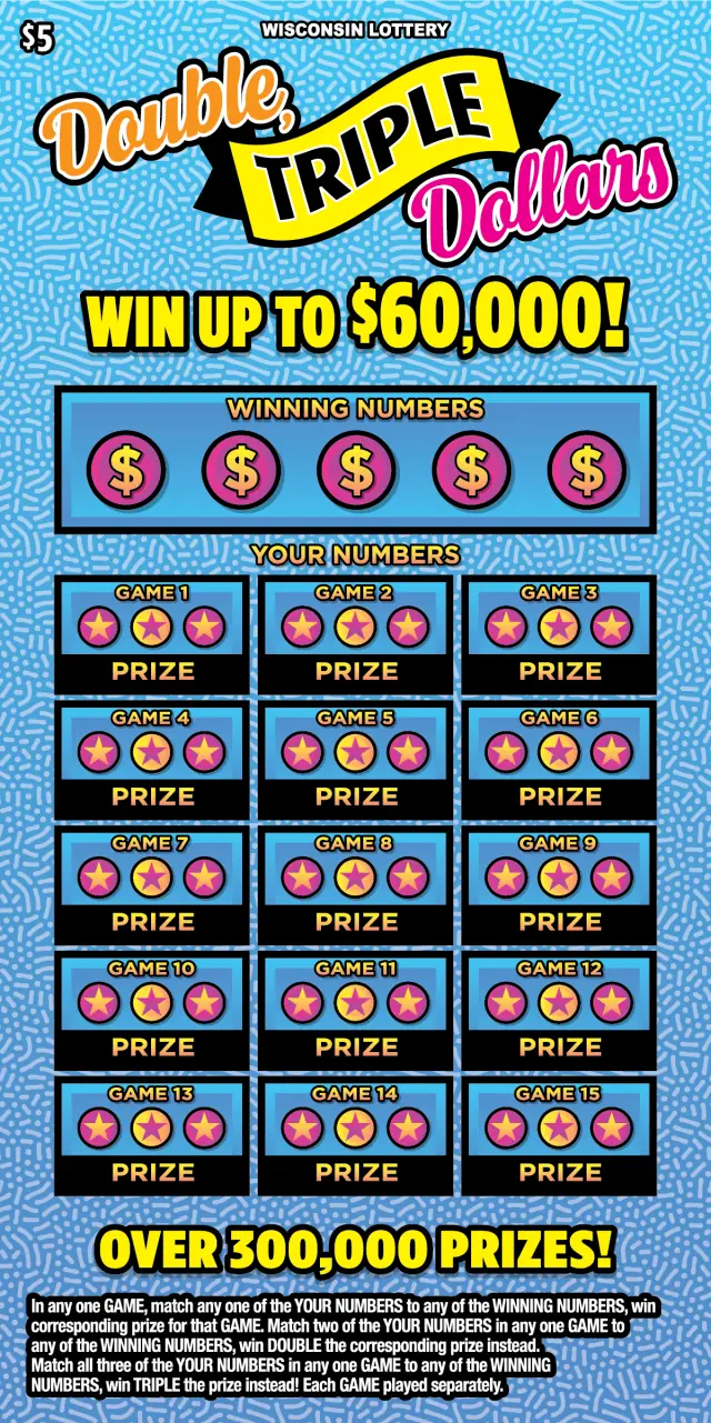 DOUBLE TRIPLE DOLLARS Wisconsin scratch game ticket
