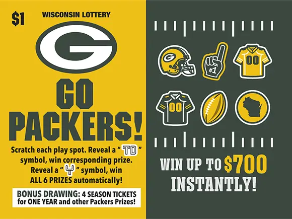 GO PACKERS Wisconsin scratch game ticket