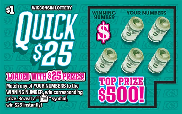 QUICK $25 Wisconsin scratch game ticket