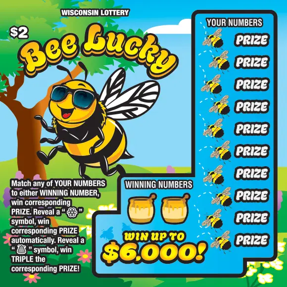 BEE LUCKY Wisconsin scratch game ticket